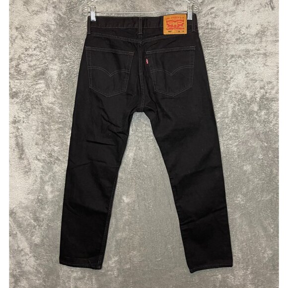 Levis 505 Men Classic Regular Straight Mid Rise Black Cotton Denim Jean 30x30 - Picture 1 of 10